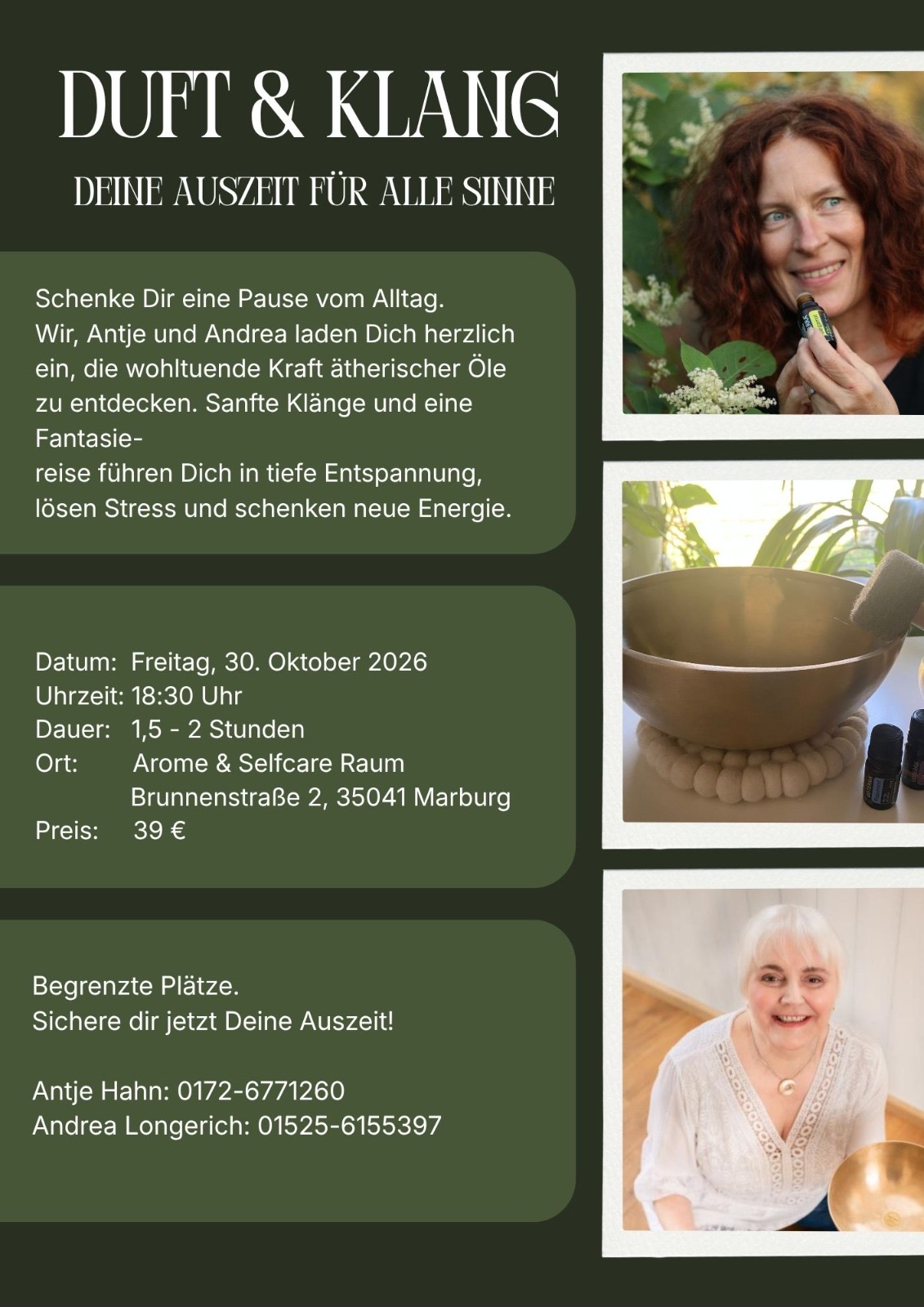 Selbstfürsorge für mehr Energie & Freude Vorort Event Duft und Klang am 30.10.2026