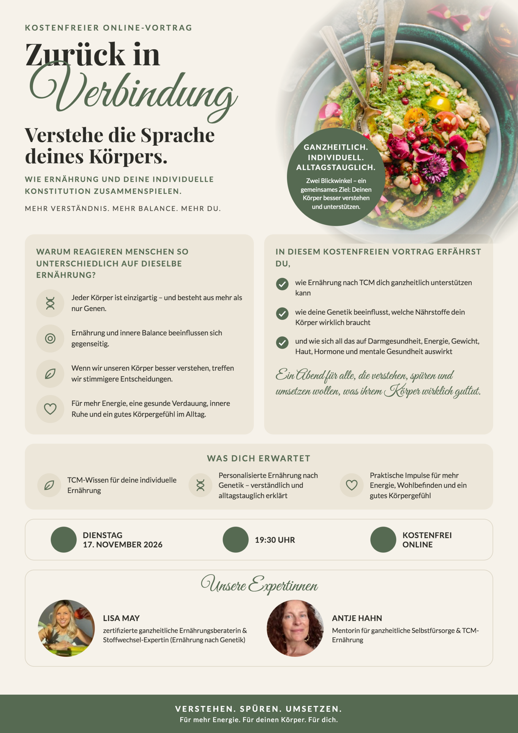 Selbstfürsorge für mehr Energie & Freude Webinar mit Blick auf die TCM- und personalisierten Ernährung am 17.11.26